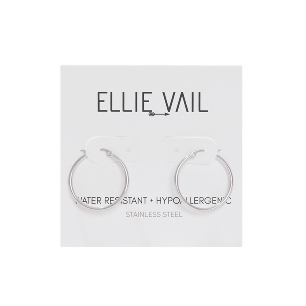 ELLIE VAIL Laurette Medium Hoop Earring - 3 cm - SILVER - Water resistant NEW